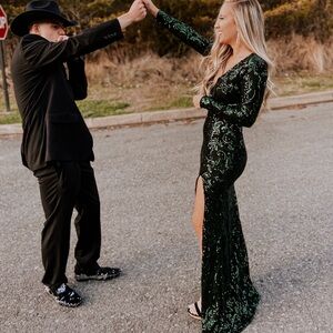 Elegant Green Sequin Gown